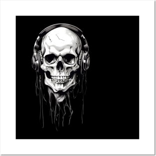 Death Metal Skull headphone Posters and Art